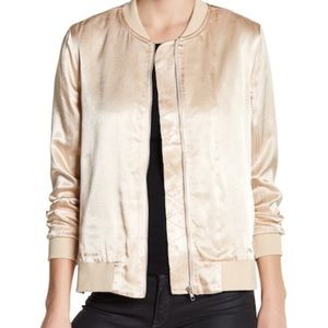 NWT Harlowe & Graham champagne pink satin bomber